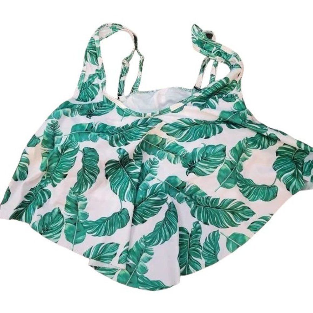 Tropical Leaf Print Bikini Top
